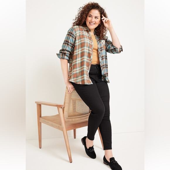 Maurices Cabin Plaid Button Up Long Sleeve Flannel Shirt Size 0X - Picture 4 of 4